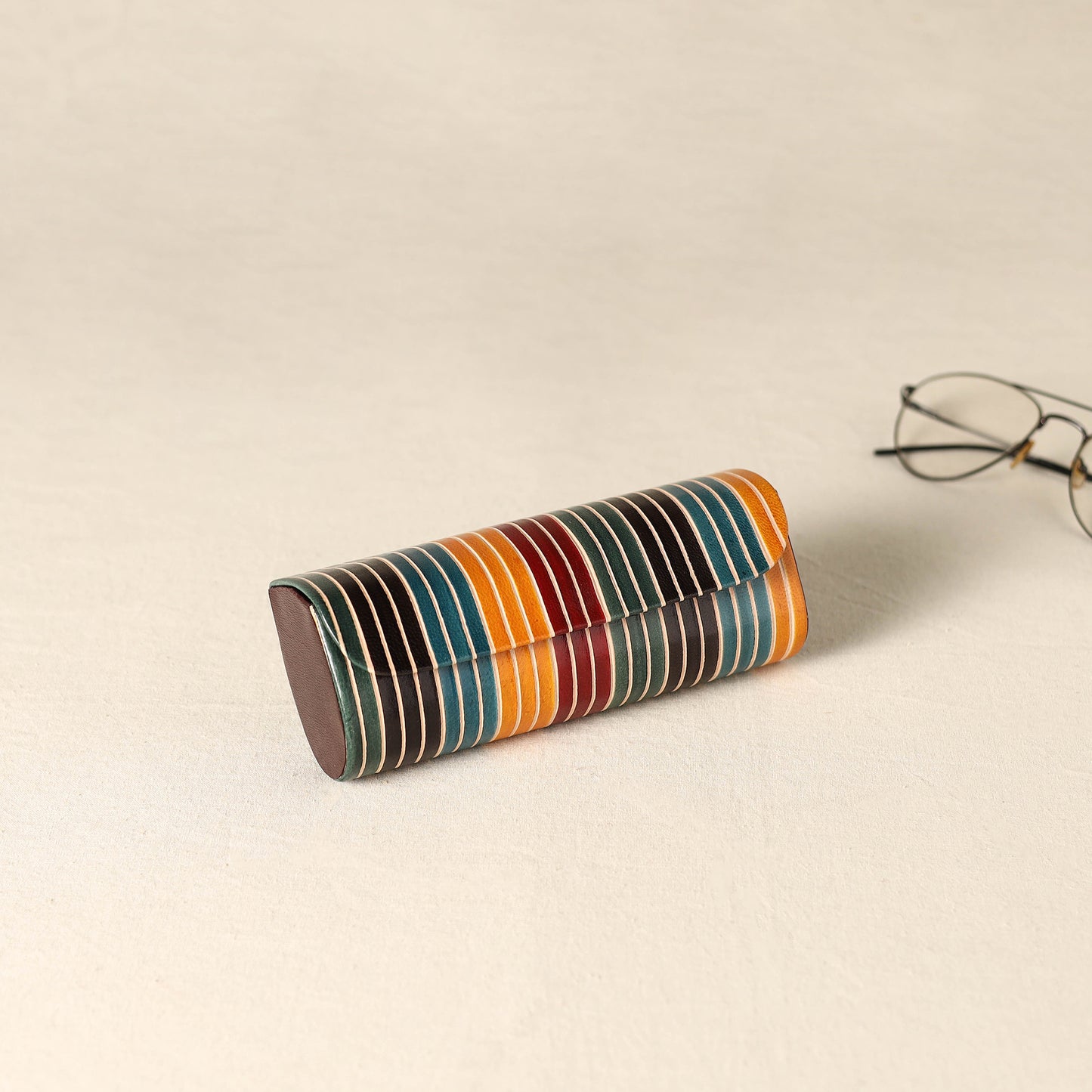 Handcrafted Embossed Leather Spectacle Case 07