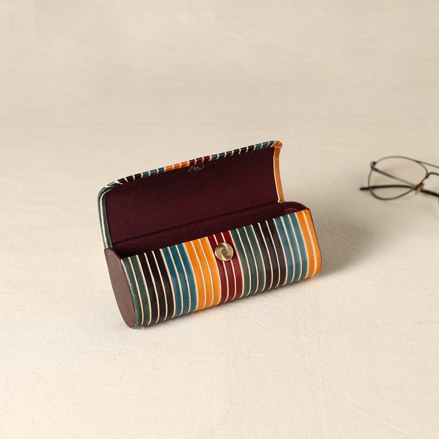 Handcrafted Embossed Leather Spectacle Case 07
