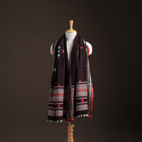 Kutch Handwoven Mirror Work Chomuk Buta Acrylic Wool Shawl 01