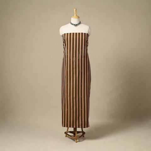 Brown Handloom Cotton Tangaliya Kurta Material (3M)