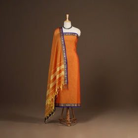 Orange - 3pc cotton unstitched dharwad dress material