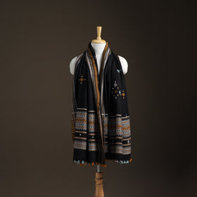 Kutch Handwoven Mirror Work Chomuk Buta Acrylic Wool Shawl 02