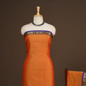 Orange - 3pc cotton unstitched dharwad dress material