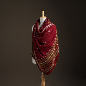Kutch Handwoven Mirror Work Chomuk Buta Acrylic Wool Shawl 03