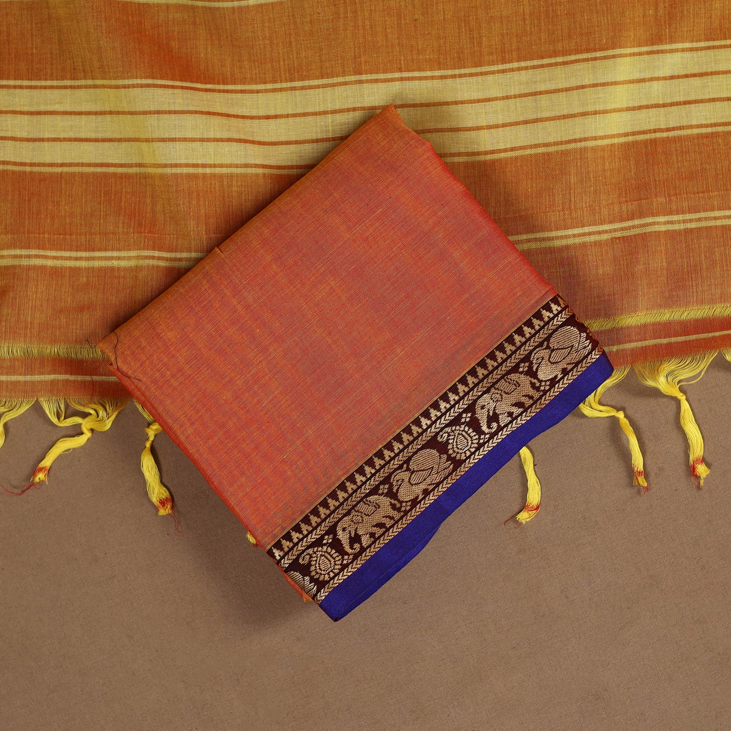 Orange - 3pc cotton unstitched dharwad dress material