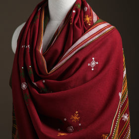 Kutch Handwoven Mirror Work Chomuk Buta Acrylic Wool Shawl 03