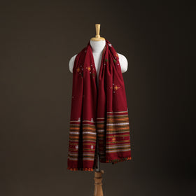 Kutch Handwoven Mirror Work Chomuk Buta Acrylic Wool Shawl 03