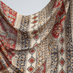 Red Pedana Block Print Cotton Kalamkari Saree