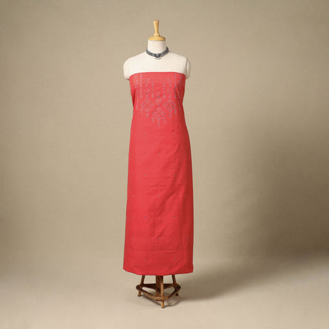 Red - handloom cotton tangaliya kurta material (3m) 04