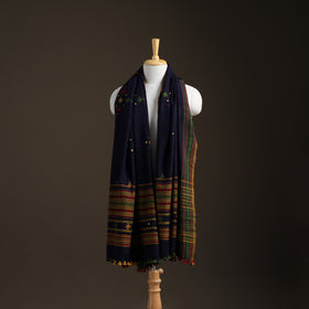 Kutch Handwoven Mirror Work Chomuk Buta Acrylic Wool Shawl 04