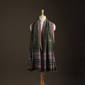 Kutch Handwoven Mirror Work Chomuk Buta Acrylic Wool Shawl 05