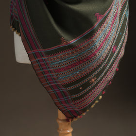 Kutch Handwoven Mirror Work Chomuk Buta Acrylic Wool Shawl 05