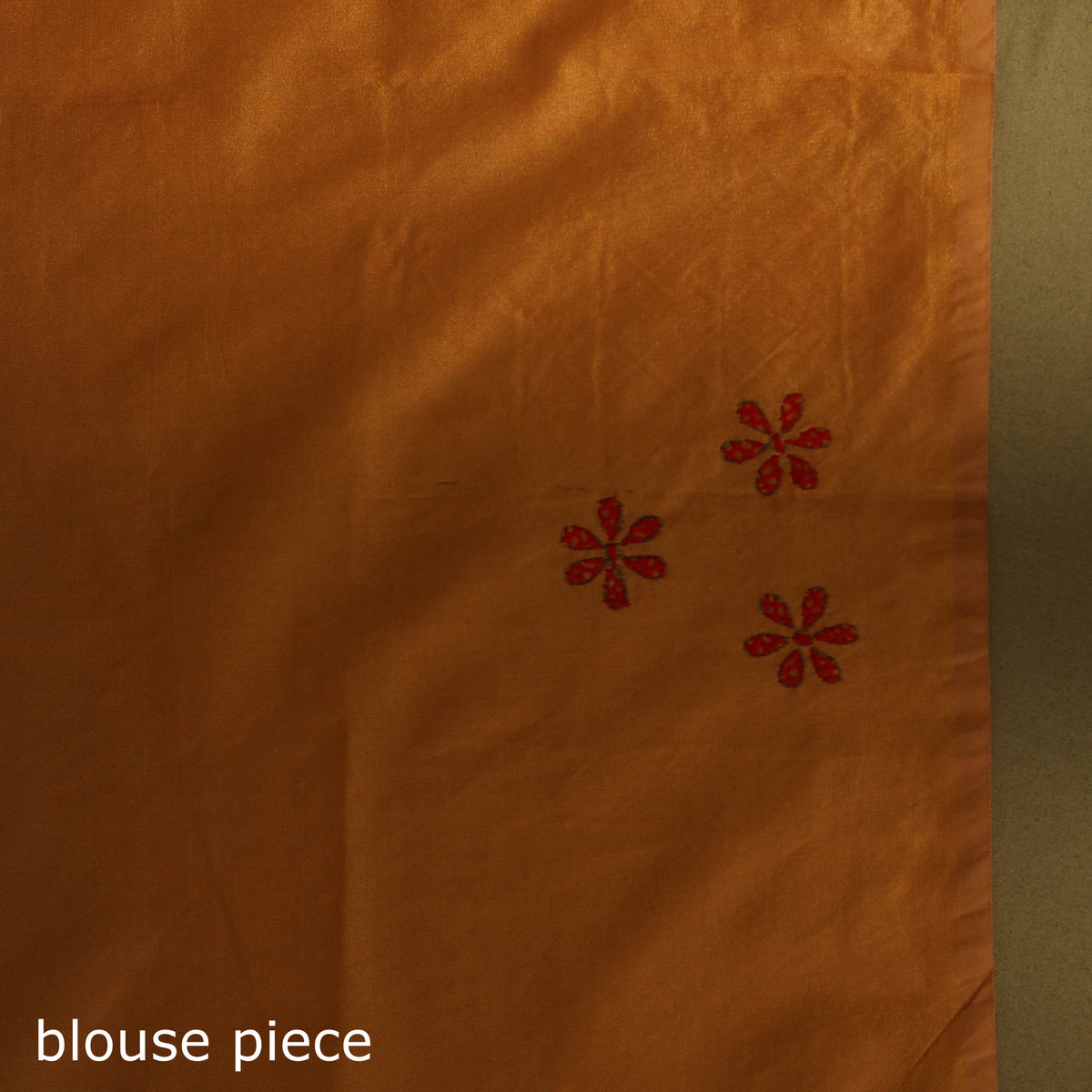 Orange - Bengal Hand Embroidery Silk Nakshi Kantha Saree 03