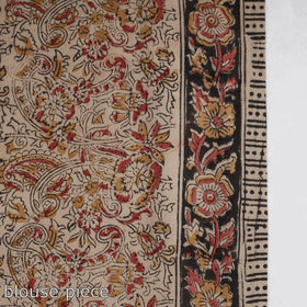 Brown Pedana Block Print Cotton Kalamkari Saree