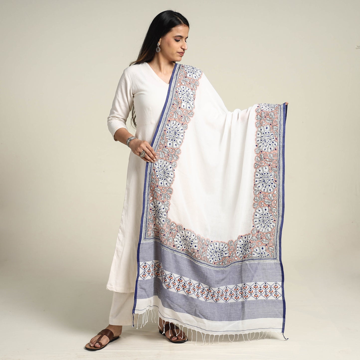 Kantha Embroidery Dupatta 