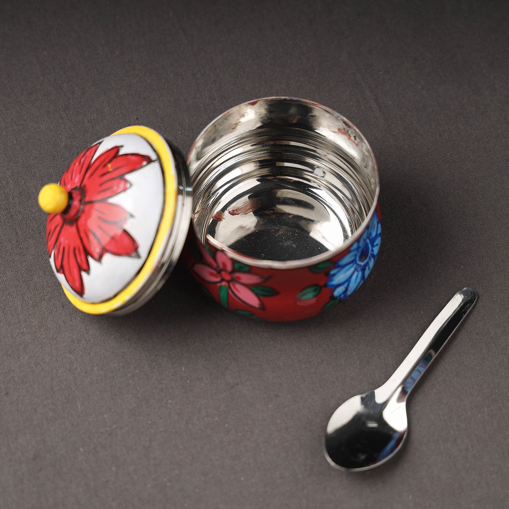 Steel Ghee Pot with Spoon 