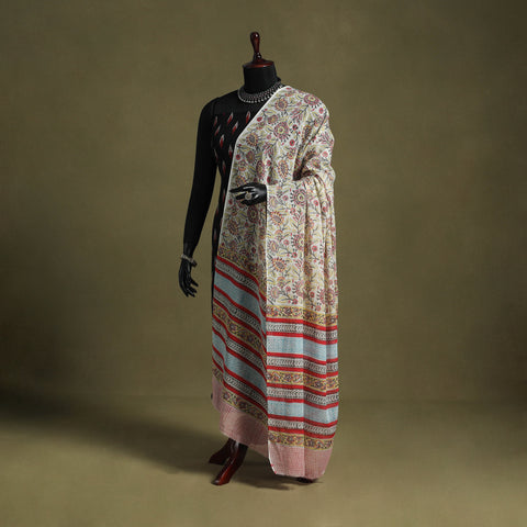 Yellow - hand mul cotton sanganeri dupatta 04 - handcrafted