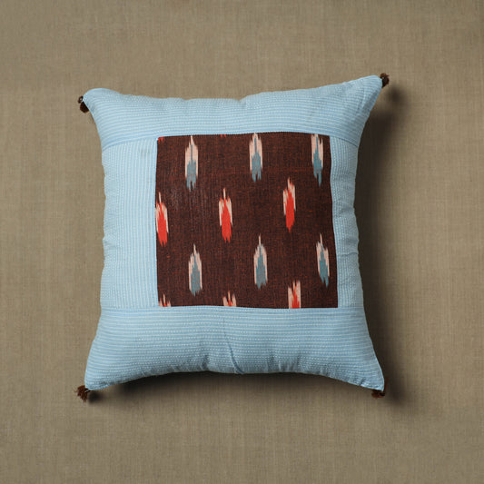 Kantha Stitch Ikat Cotton Cushion Cover (16 x 16 in) 08