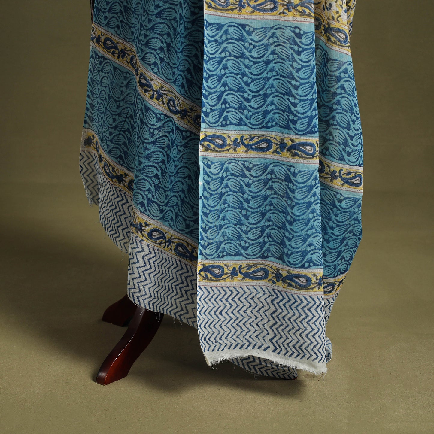 Yellow - hand mul cotton sanganeri dupatta 08 - handcrafted