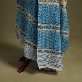 Yellow - hand mul cotton sanganeri dupatta 08 - handcrafted