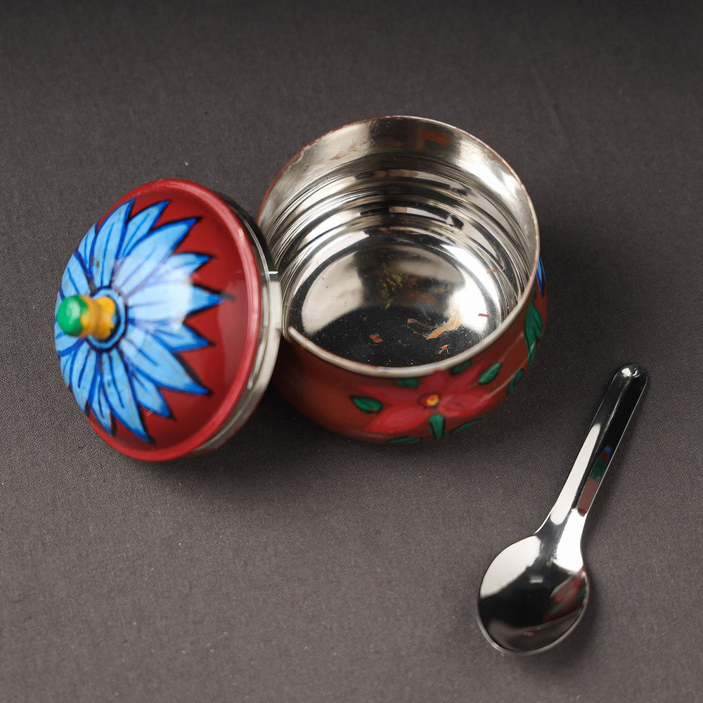 Steel Ghee Pot with Spoon 