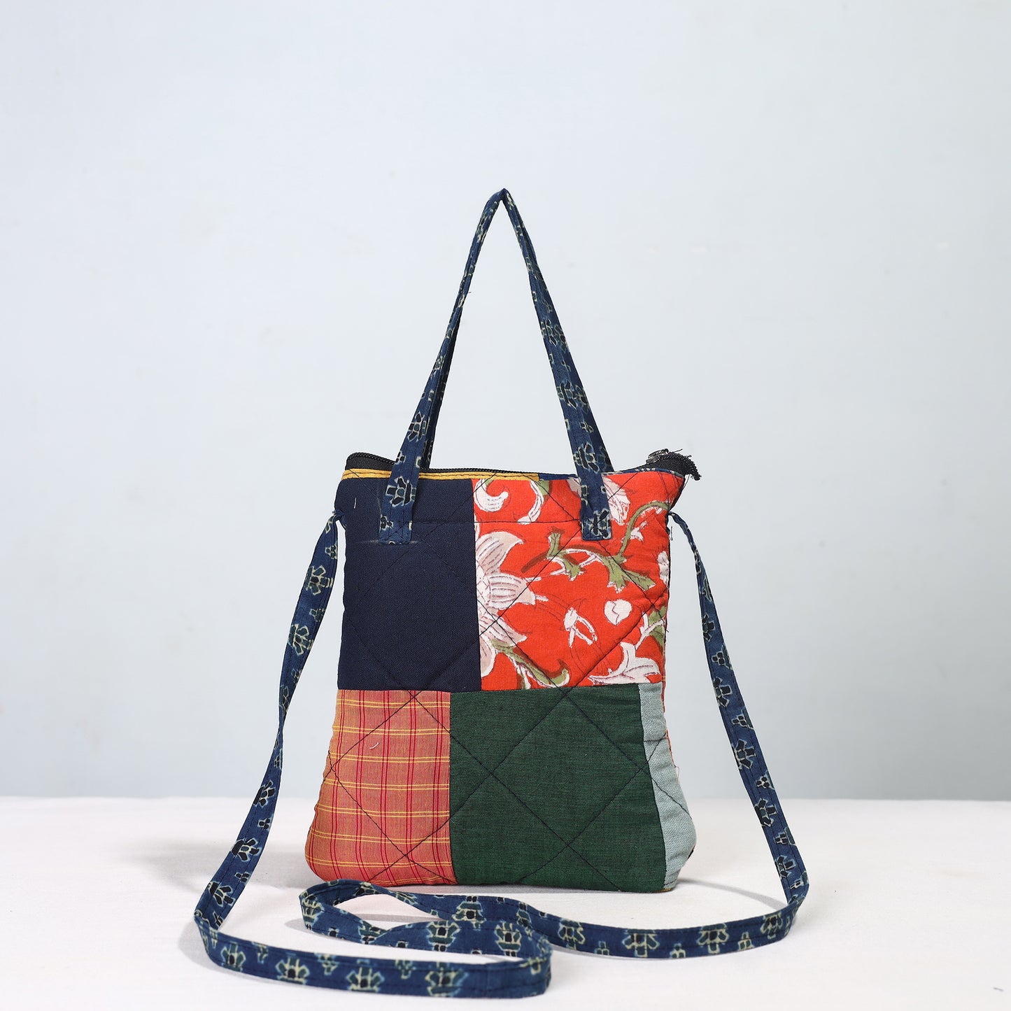 Multicolor - Handmade Quilted Cotton Patchwork Sling Bag 05