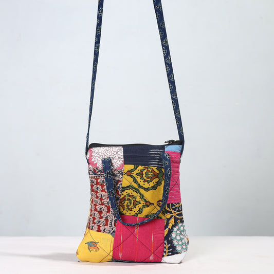 Handmade Quilted Cotton Patchwork Sling Bag 06
