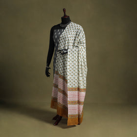 White - hand mul cotton sanganeri dupatta 11 - handcrafted