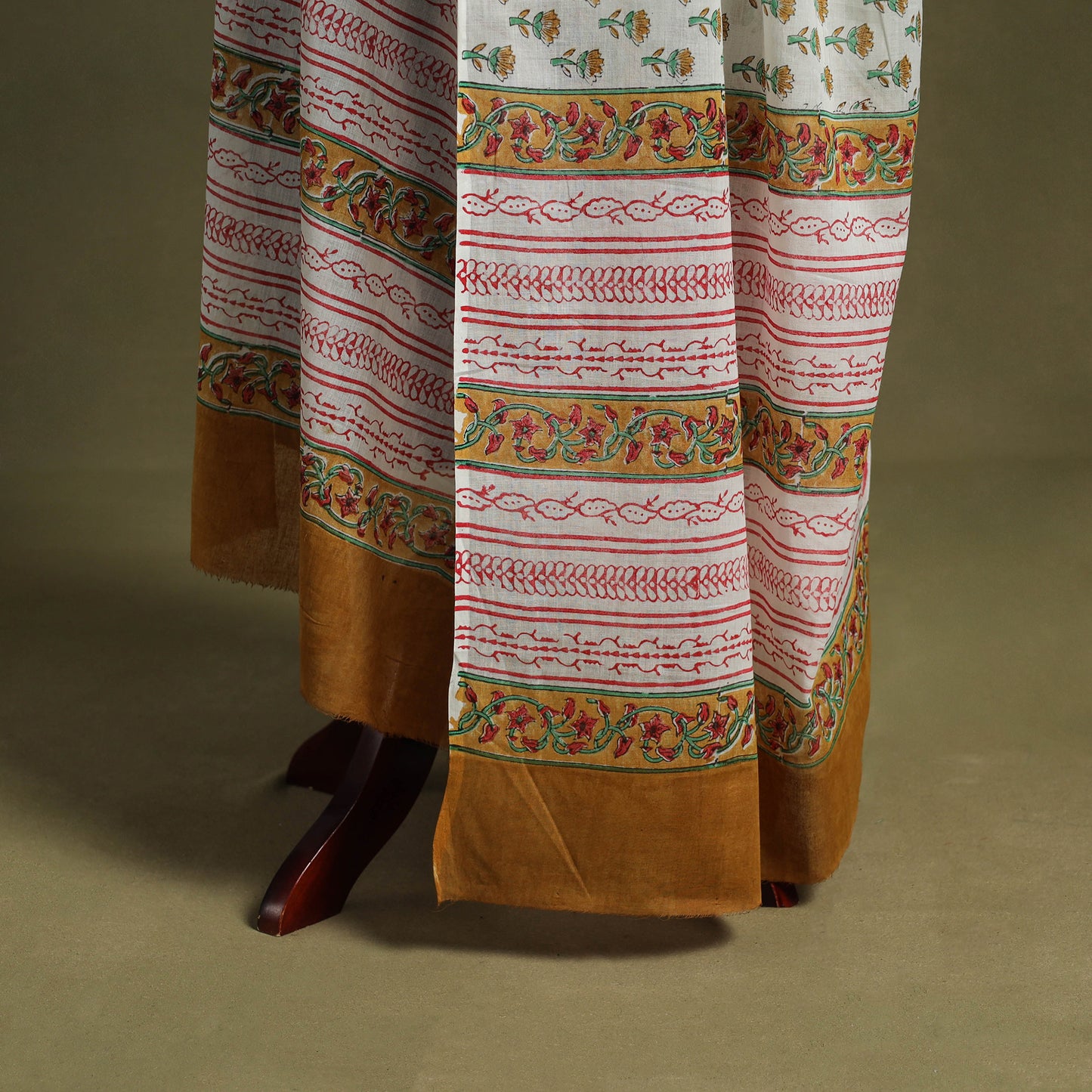 White - hand mul cotton sanganeri dupatta 11 - handcrafted