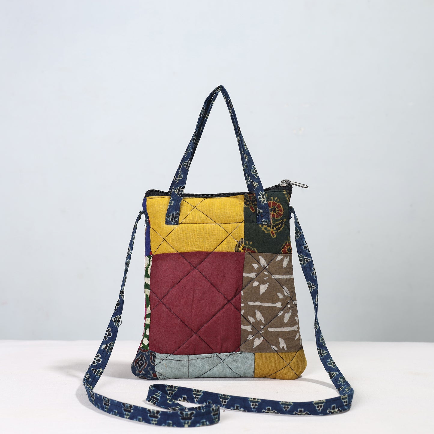 Multicolor - Handmade Quilted Cotton Patchwork Sling Bag 07