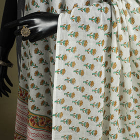 White - hand mul cotton sanganeri dupatta 11 - handcrafted