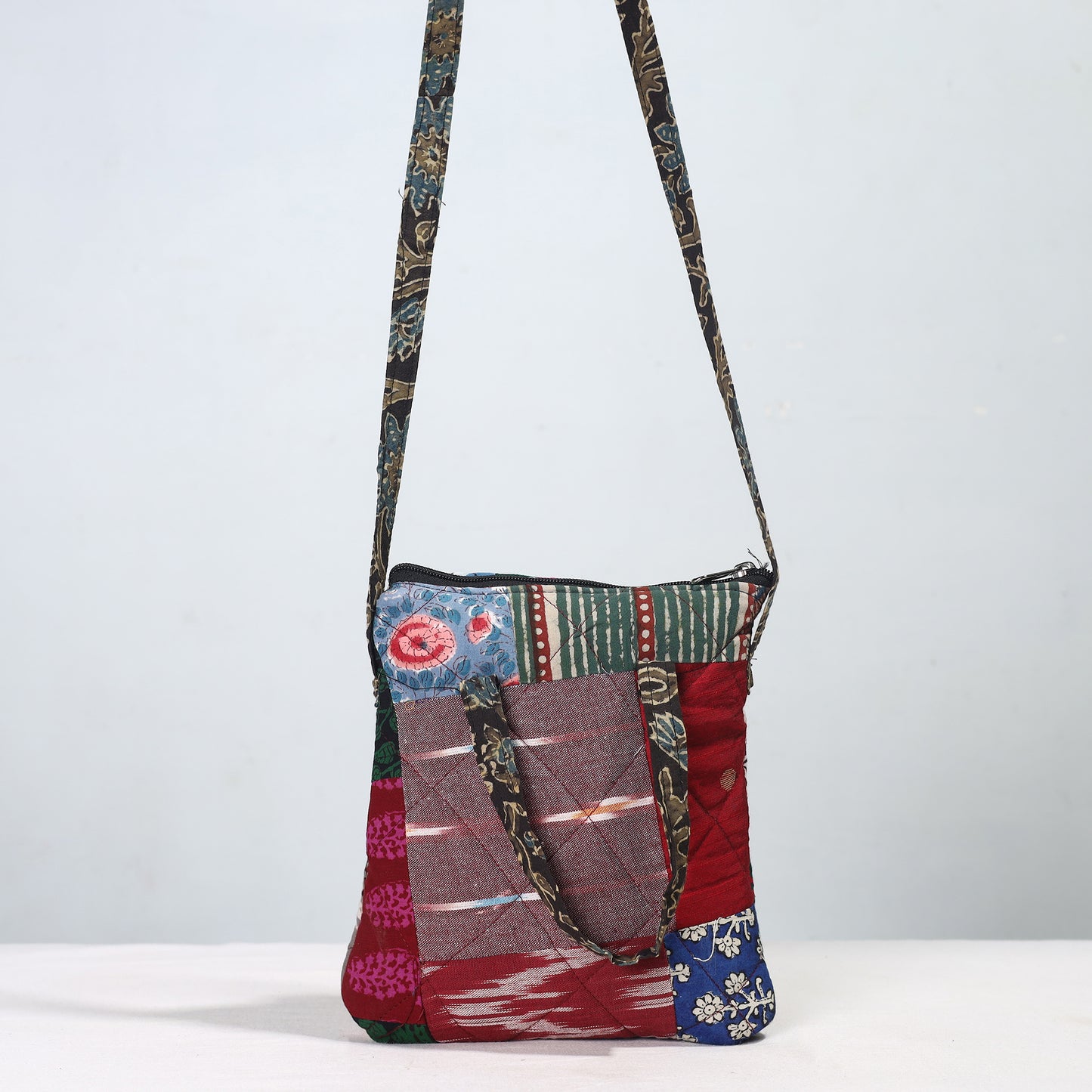 Multicolor - Handmade Quilted Cotton Patchwork Sling Bag 09