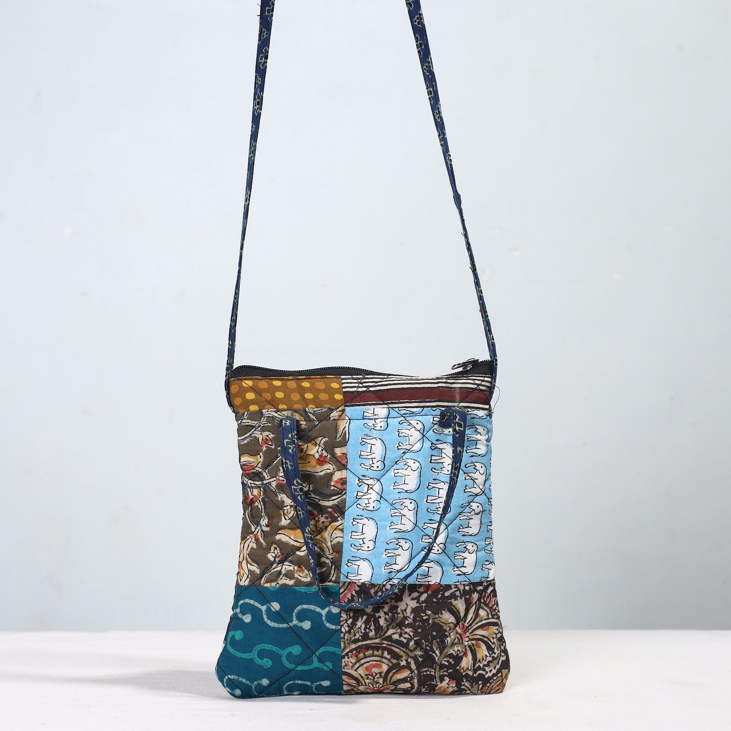 Multicolor - Handmade Quilted Cotton Patchwork Sling Bag 10