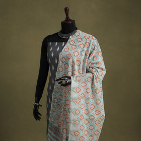 Blue - hand mul cotton sanganeri dupatta 15 - handcrafted