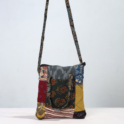 Multicolor - Handmade Quilted Cotton Patchwork Sling Bag 12