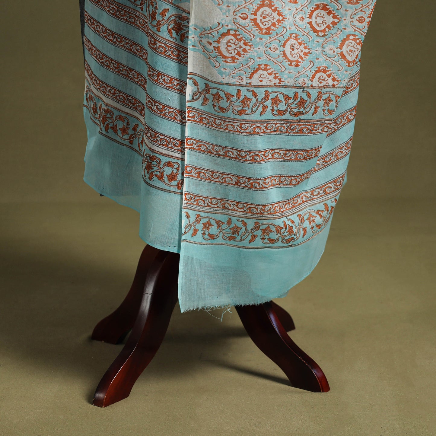 Blue - hand mul cotton sanganeri dupatta 15 - handcrafted