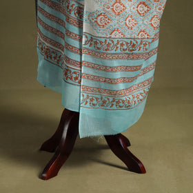 Blue - hand mul cotton sanganeri dupatta 15 - handcrafted