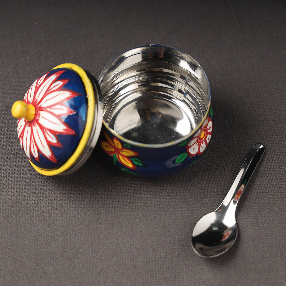 Steel Ghee Pot with Spoon 