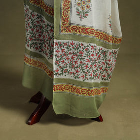 White - hand mul cotton sanganeri dupatta 17 - handcrafted