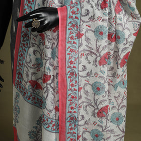 White - hand mul cotton sanganeri dupatta 19 - handcrafted