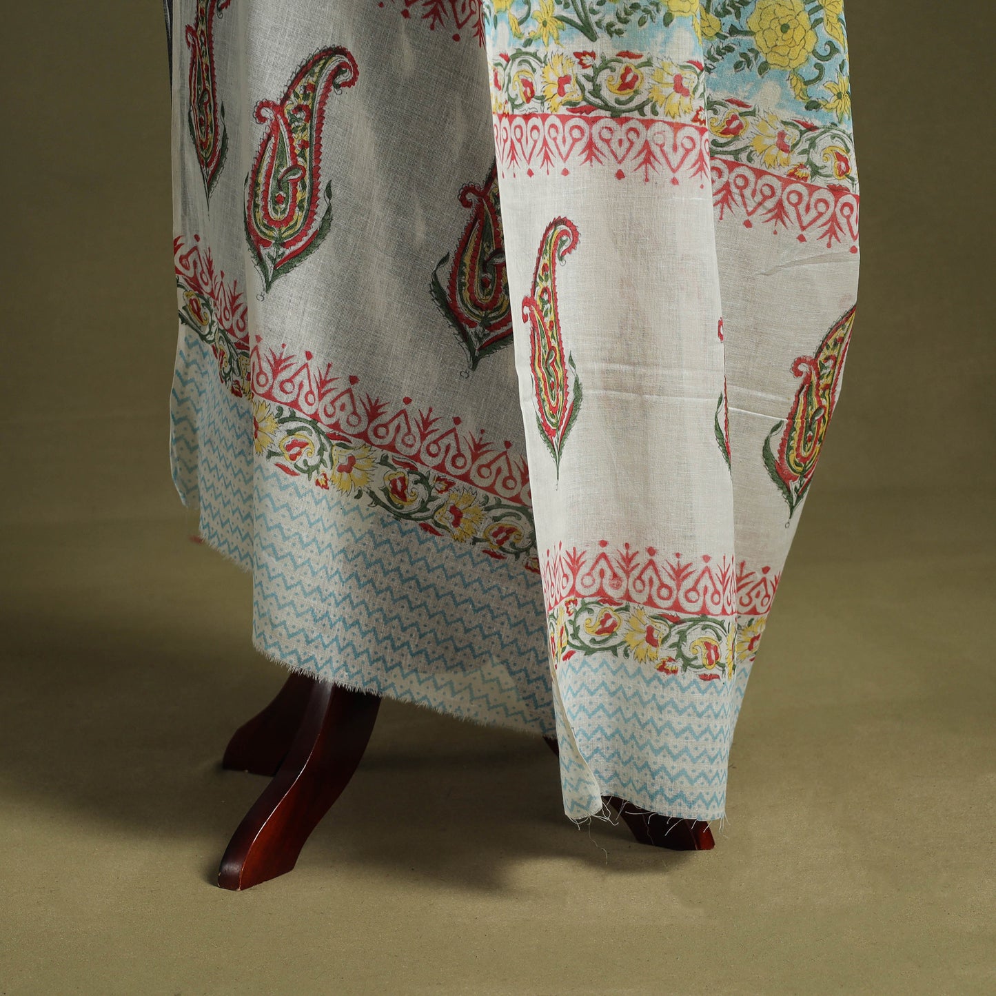 Blue - hand mul cotton sanganeri dupatta 20 - handcrafted