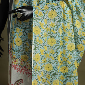 Blue - hand mul cotton sanganeri dupatta 20 - handcrafted