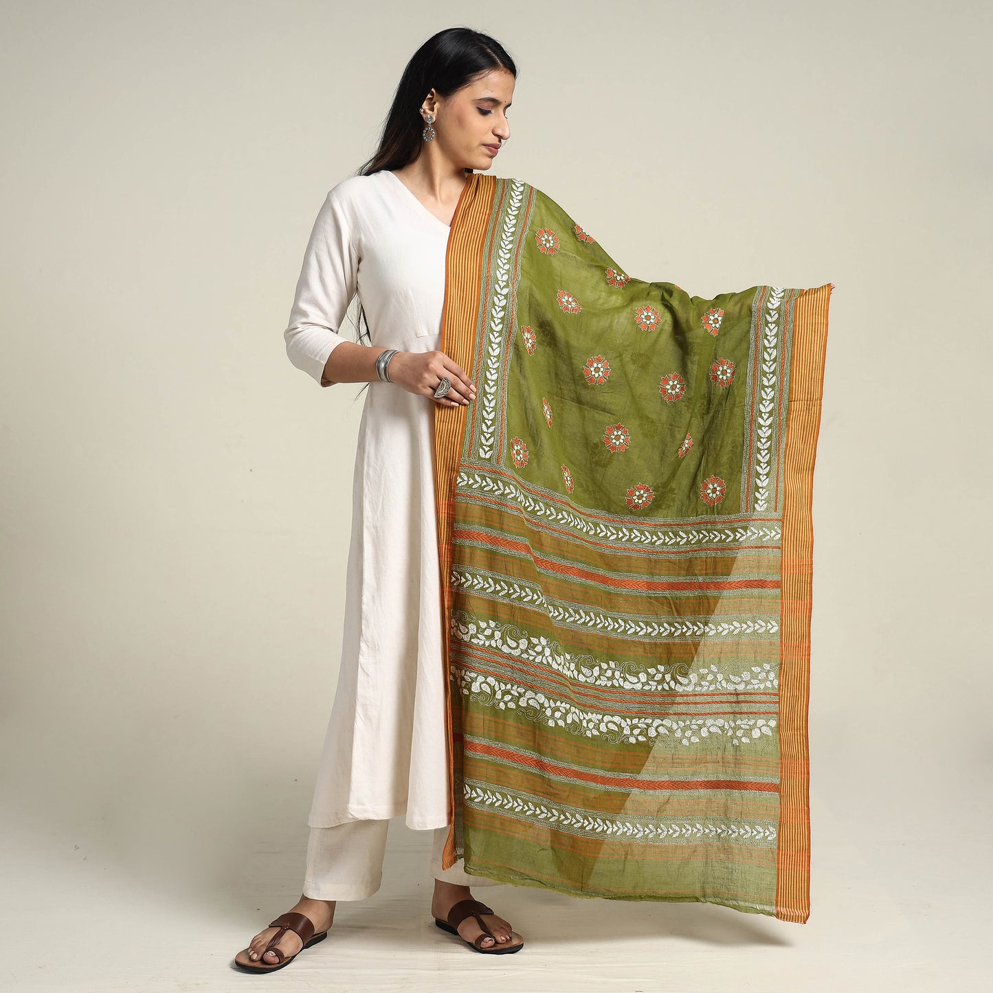 Kantha Embroidery Dupatta 