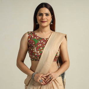 Brown - Kalamkari Printed Cotton Stitched Blouse 10