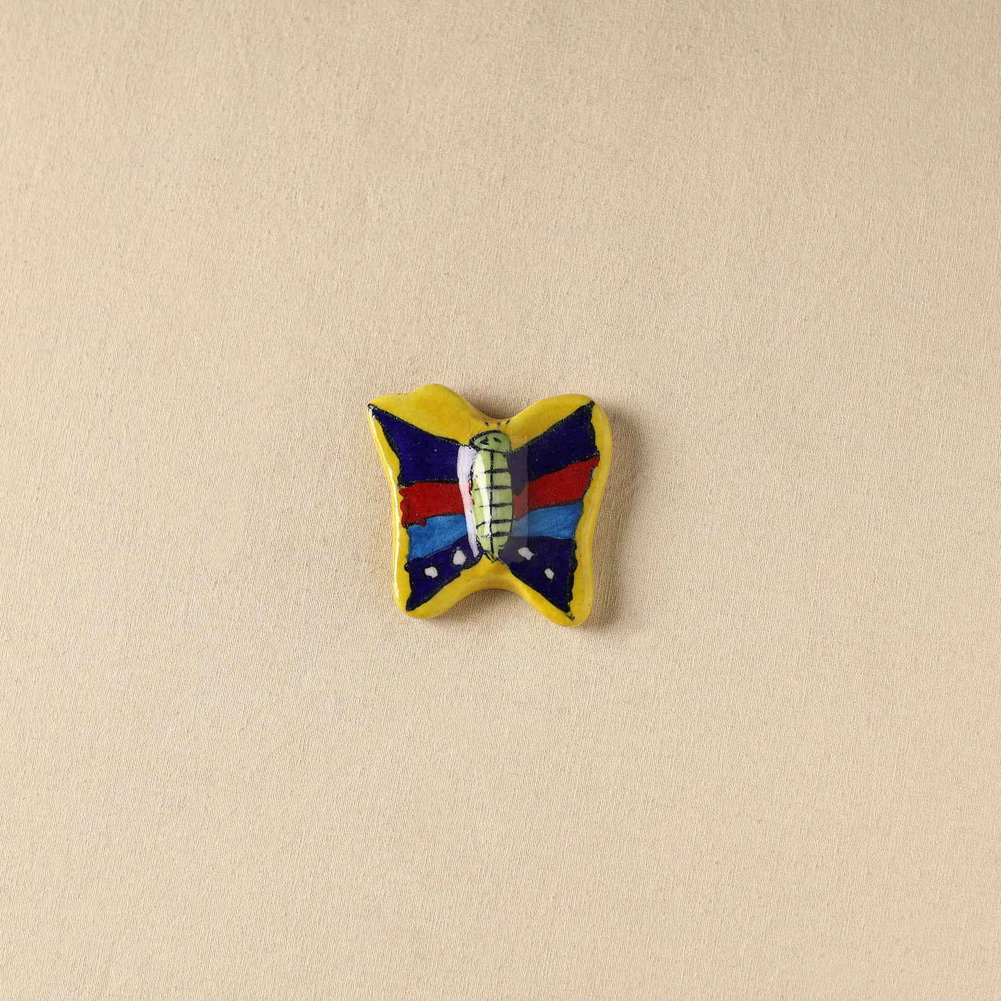 Yellow - Butterfly Original Blue Pottery Ceramic Fridge Magnet 55