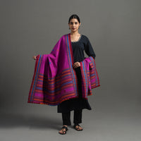 Purple - Kutch Handwoven Mirror Work Woollen Shawl 01