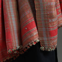 Red - Kutch Handwoven Mirror Work Woollen Shawl 03