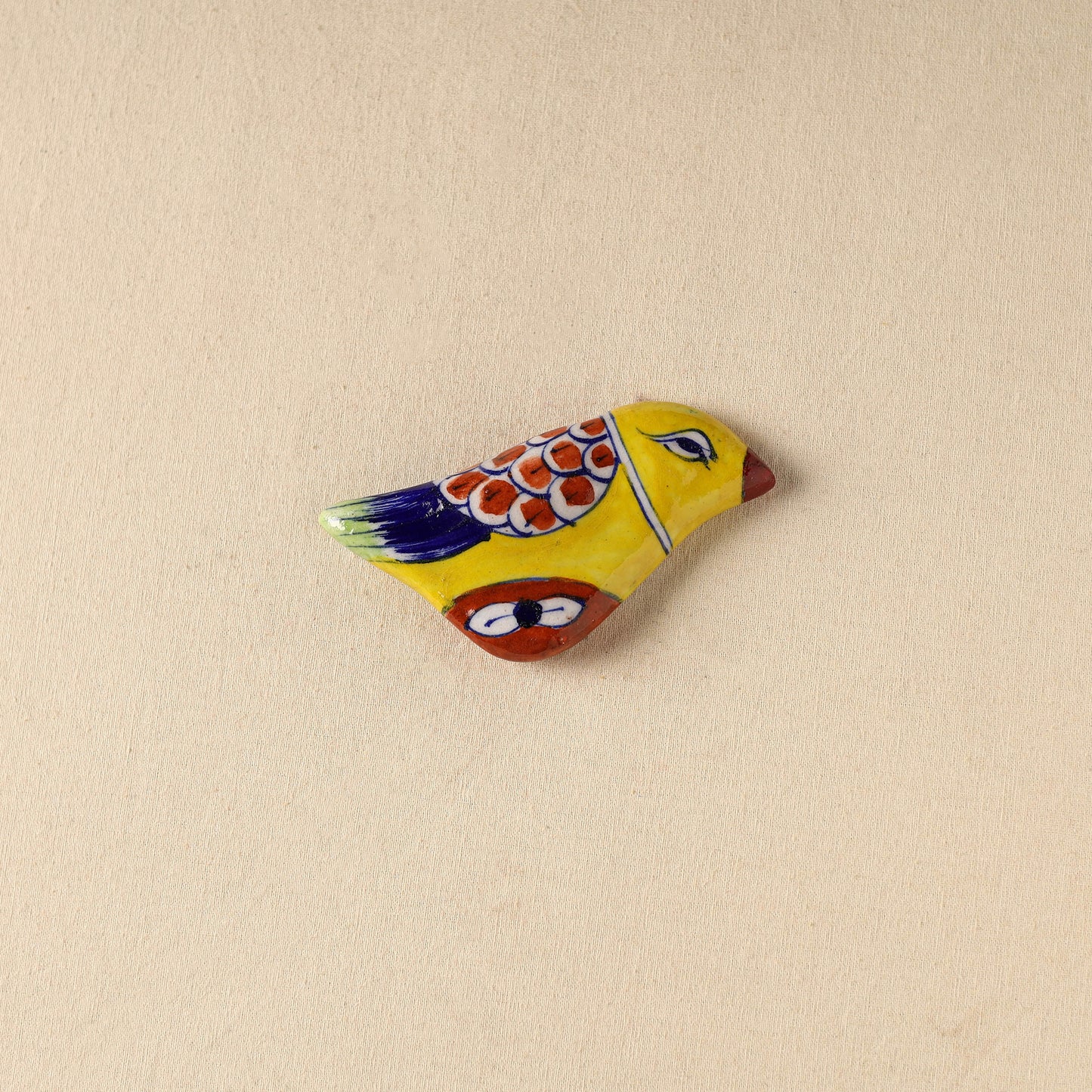Yellow - Bird Original Blue Pottery Ceramic Fridge Magnet 63