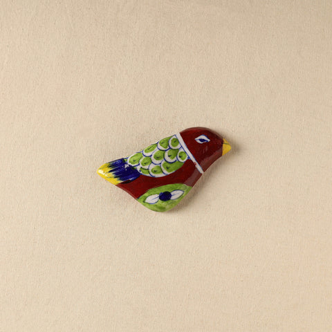 Red - Bird Original Blue Pottery Ceramic Fridge Magnet 64