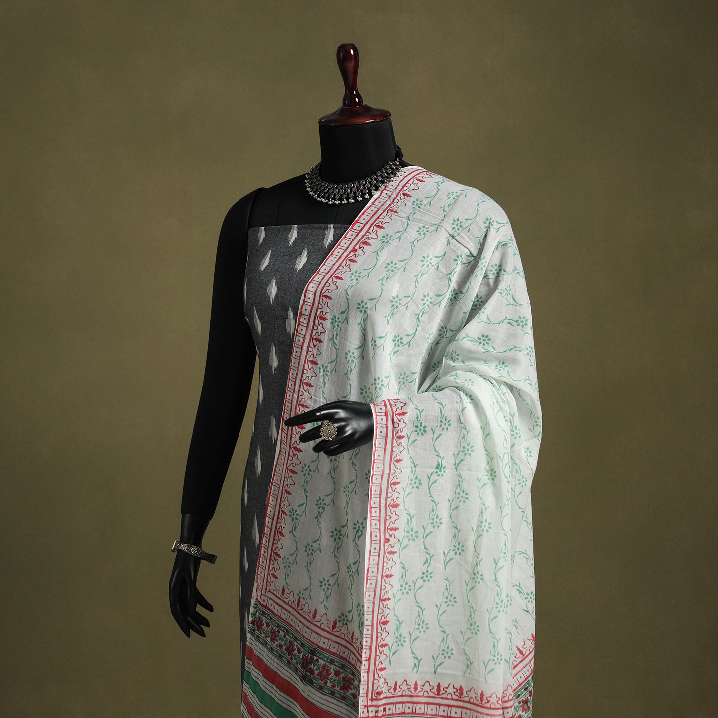 Hand mul cotton sanganeri dupatta 28 - handcrafted